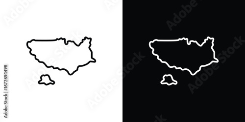 America map icon in line art versions on white background
