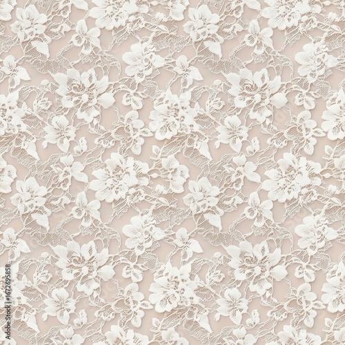 Lace, white flowers, seamless fabric pattern, fashion, design, textile, black background