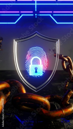 Digital shield, security, futuristic