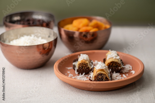 A plate with baklavas