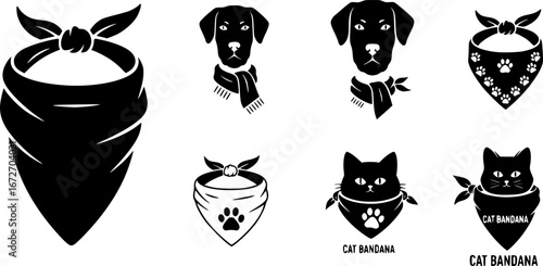 Pet bandana svg, Pet bandana silhouette, Pet bandana clipart, Dog bandana, Dog scarves, Dog bandana vector, Cat bandana svg, Cat bandana silhouette.