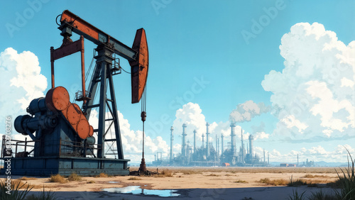 oil drilling rig in oil field, oil and gas industry, oil pump operation in oil field