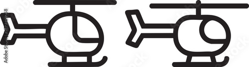 Minimalist Outline Icons Of Helicopters Side View Simple Aviation Symbols Black Line Style Isolated On White Background