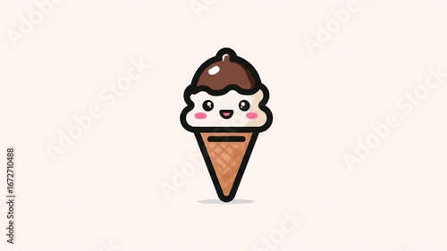 Cute cartoon ice cream cone illustration