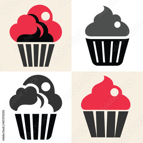 Minimalist Cupcake Icon Set 