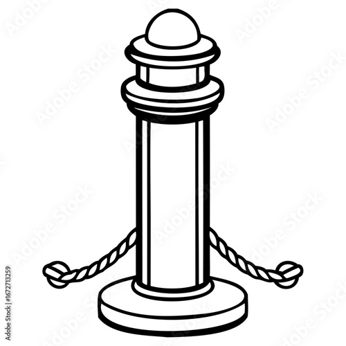 Stanchion with rope barrier, a portable post used for crowd control and queue management