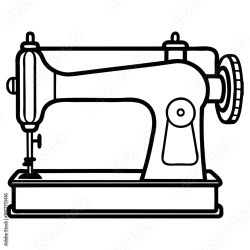 Vintage sewing machine illustration, a classic tool for tailoring and garment creation, symbolizing craftsmanship and tradition