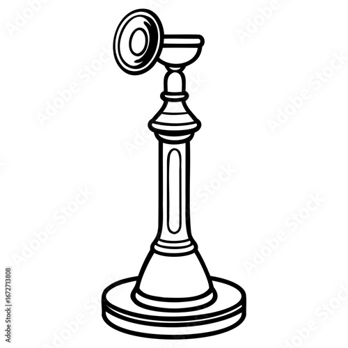 Vintage candlestick telephone, an iconic communication device from the past, depicted in a classic outline drawing