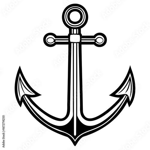 Classic anchor symbol with a nautical theme, representing maritime, sailing, and seafaring adventures