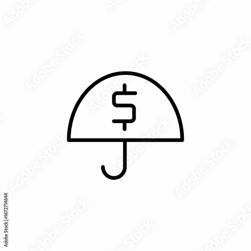dollar umbrella icon sign vector