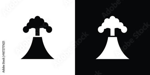 Volcano icon flat stock illustrations set