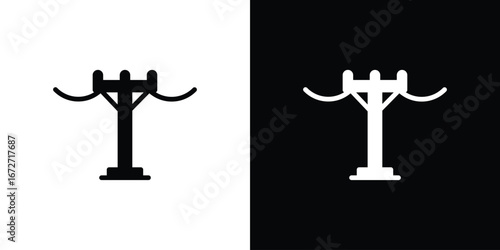 Utility pole icon flat stock illustrations set