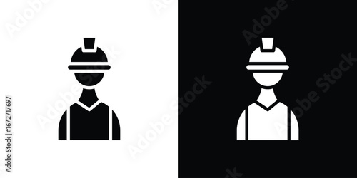 User helmet safety icon flat stock illustrations set
