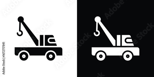 Tow truck icon flat stock illustrations set