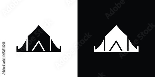 Tent icon flat stock illustrations set