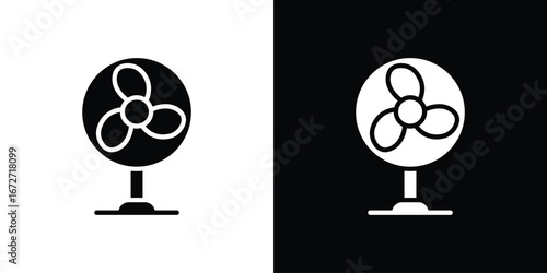Table Fan icon flat stock illustrations set