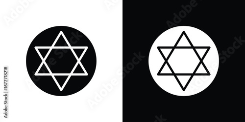 Star of David icon flat stock illustrations set