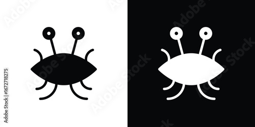 Spaghetti Monster Flying icon flat stock illustrations set