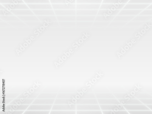 White tile floor and space in empty room with symmetry grid line texture in perspective view for product display or background, Home interior decor with square shape of tile, Vector illustration.