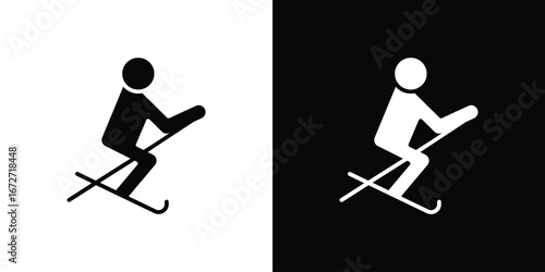 Skiing icon flat stock illustrations set