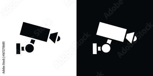 Security camera icon flat stock illustrations set