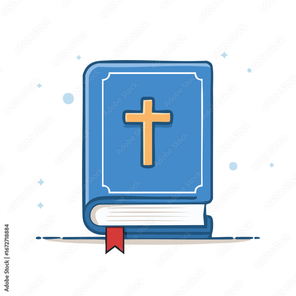 Obraz premium Illustration of a blue book with a Christian cross on the cover religion faith, Bible illustration and concepts