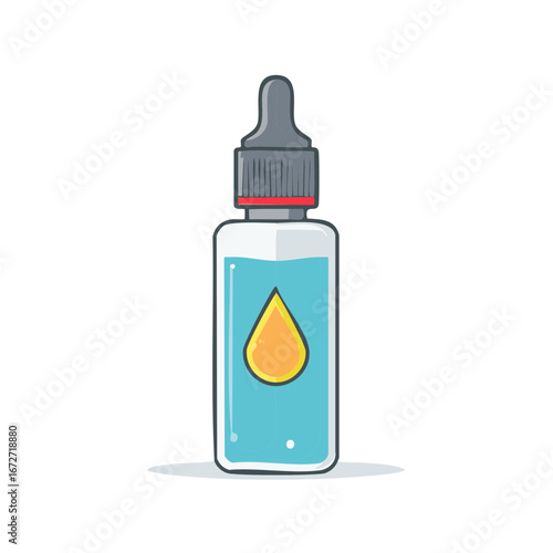 Dropper Bottle Cartoon Blue Liquid Drop Illustration Vector