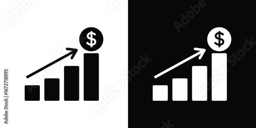 Revenue icon flat stock illustrations set