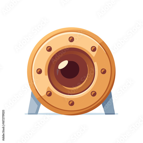 Cartoon style portal door with bronze frame and circular entrance to another dimension