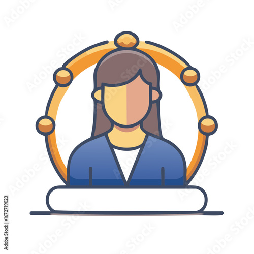 Abstract Woman Avatar with Circular Frame Icon for Company or Organization