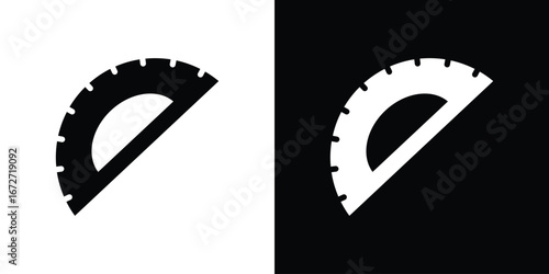 Protractor icon flat stock illustrations set