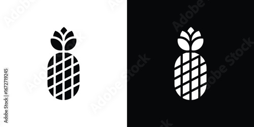 Pineapple icon flat stock illustrations set