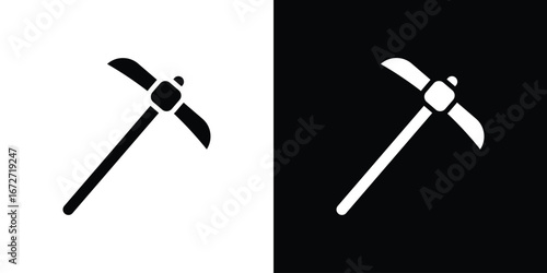 Pickaxe icon flat stock illustrations set