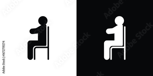 Person seat icon flat stock illustrations set
