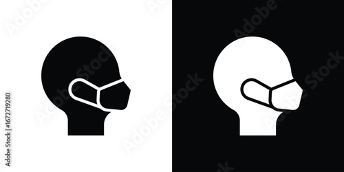 Person in mask icon flat stock illustrations set