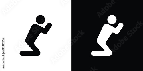 Person Praying icon flat stock illustrations set