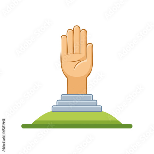 Ascending Hand on Steps Icon: Progress, Achievement, and Personal Growth Concept, Illustrating Ambition, Forward Movement, and Upward Trajectory, Symbolic Visualization