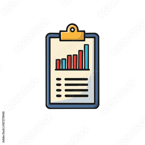 Graphical Report on Clipboard Chart with Rising Data and Summary Points in Business Illustration