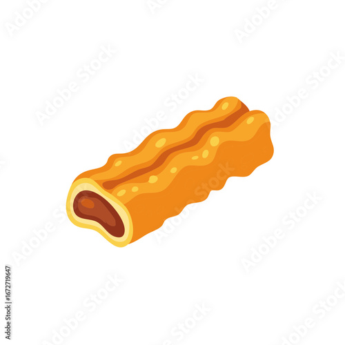 Delicious golden brown wavy pastry roll filled with rich chocolate cream a sweet dessert illustration