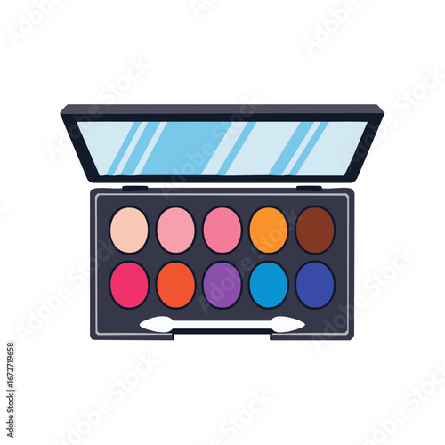 Colorful eyeshadow palette with mirror and applicator