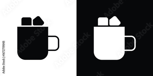 Marshmallows Mug icon flat stock illustrations set