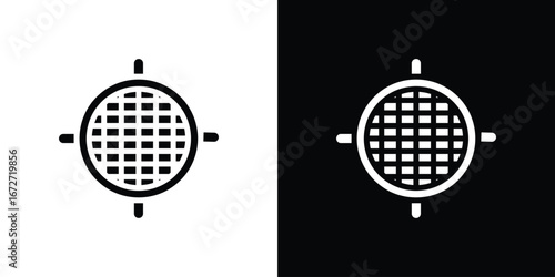 Manhole icon flat stock illustrations set