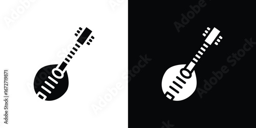 Mandolin icon flat stock illustrations set