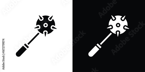 Mace icon flat stock illustrations set