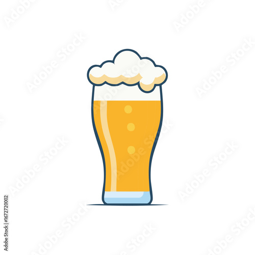 Refreshing Beer Glass with Foamy Head Isolated Cartoon Illustration For Advertising and Social Media Campaign