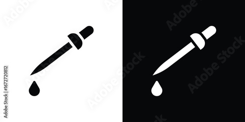Eye dropper half icon flat stock illustrations set
