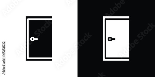 Door closed icon flat stock illustrations set