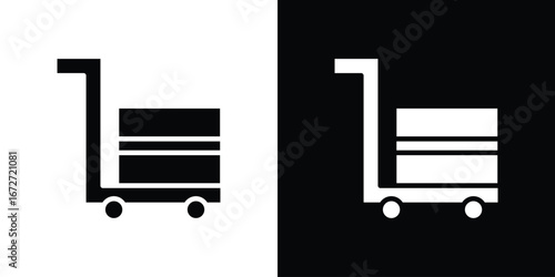 Dolly flatbed icon flat stock illustrations set