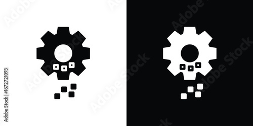 Digital transformation icon flat stock illustrations set