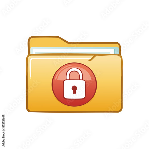 Folder Icon with Lock for Data Security, Digital Privacy and File Protection